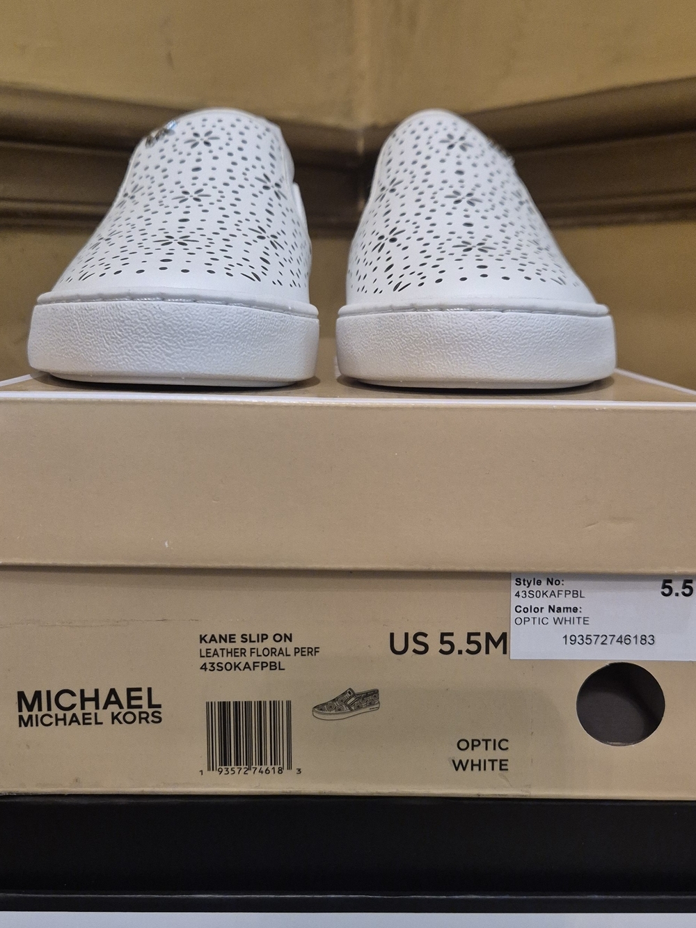 Michael Kors Optic White Perforated Leather Slip-On Loafers